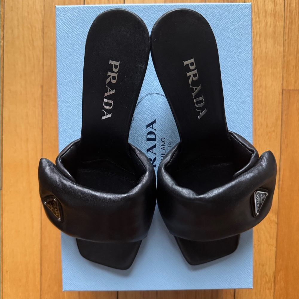 Brand new in box Prada puffy heeled mules $1200 size 38.5